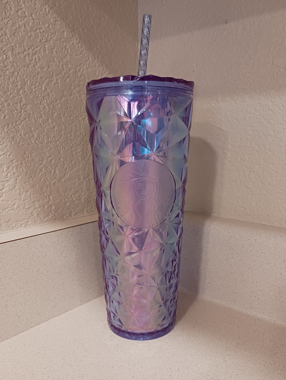 Starbucks Iridescent Lavender Prism Cold Cup with Straw